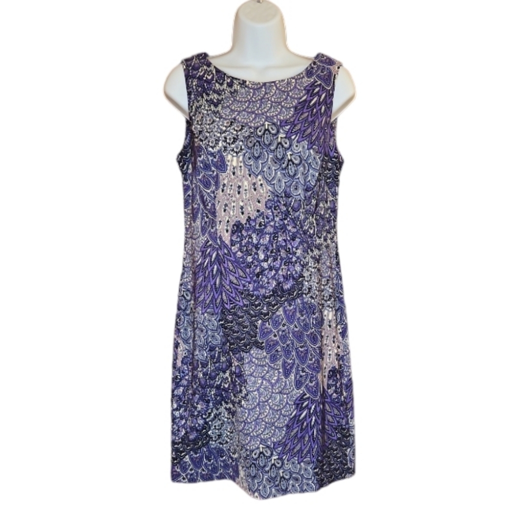 Connected Apparel- Paisley Purple Dress - 8 - LN